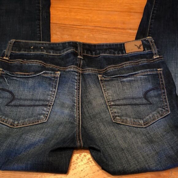 American Eagle Jeans Jegging Super Stretch dark denim fading whiskering 6 long - Picture 4 of 10